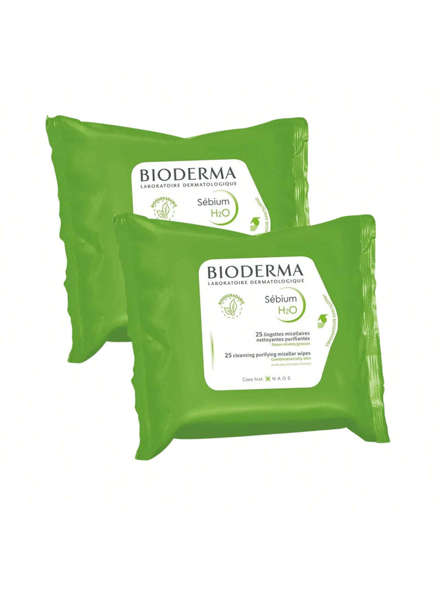 Bioderma Sébium H2O 25 Cleansing Purifying Micellar Wipes - 2 Pack