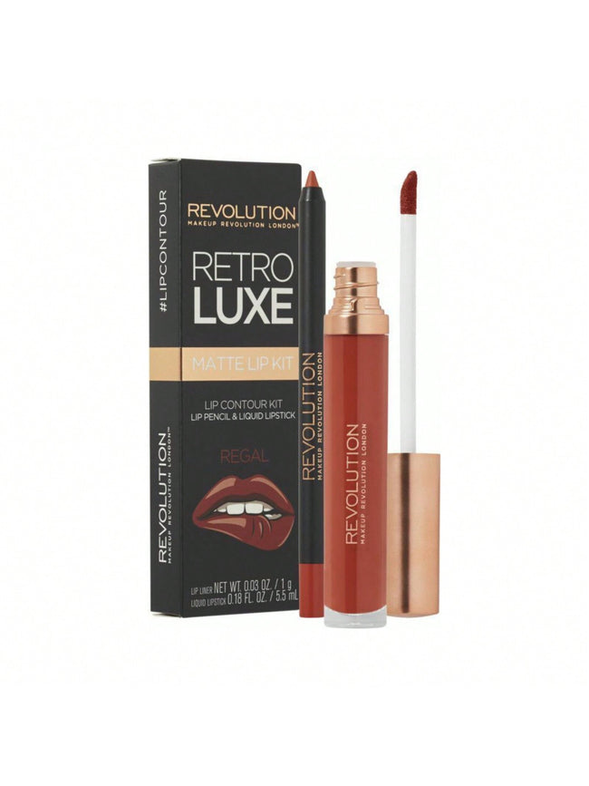 Revolution Retro Luxe Matte Lip Kit Lip Contour Kit Lip Pencil & Liquid Lipstick